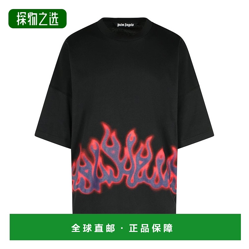 香港直邮Palm Angels 棕榈天使 男士 火焰圖案超大 T 卹 PMAA10BF