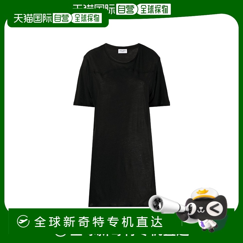 香港直邮Saint Laurent 黑色T恤式连衣裙 598041BQR21000