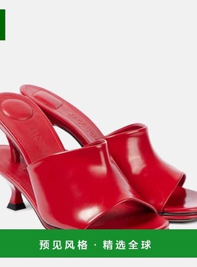 1h可退 香港直邮Jacquemus 女士 Les Doubles 皮质凉拖 red红色