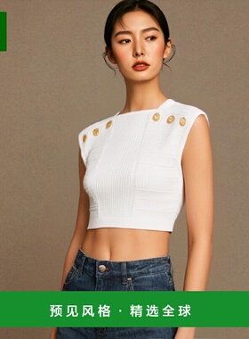 香港直邮Balmain 针织短款吊带背心 AF1AI075KE10