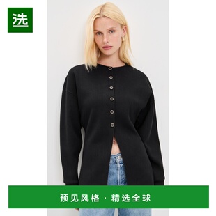 1h可退 香港直邮GOOD AMERICAN 女士 夸张袖针织开衫 black黑色