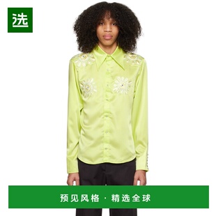 1h可退 香港直邮Bluemarble 男士 绿色刺绣衬衫 SH20PL19A23