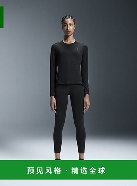 欧洲直邮On昂跑Lumos系列女士黑色再生聚酯反光印花长袖T恤