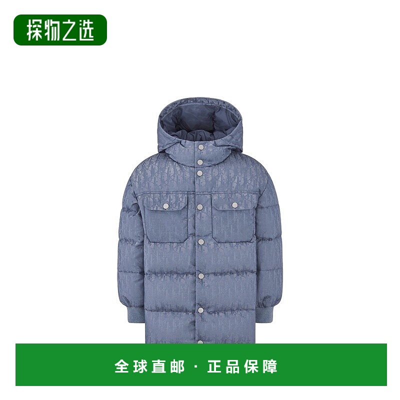 欧洲直邮Dior 迪奥 儿童蓝色帆布羽绒服