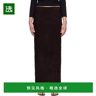 1h可退 香港直邮ST.AGNI 女士 棕色绒面革半身裙 R26805COF