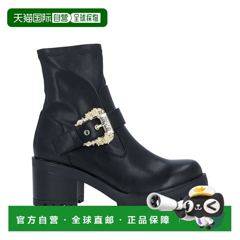 1h可退 香港直邮Versace Jeans 范思哲 女士 脚踝靴 black黑色 舒