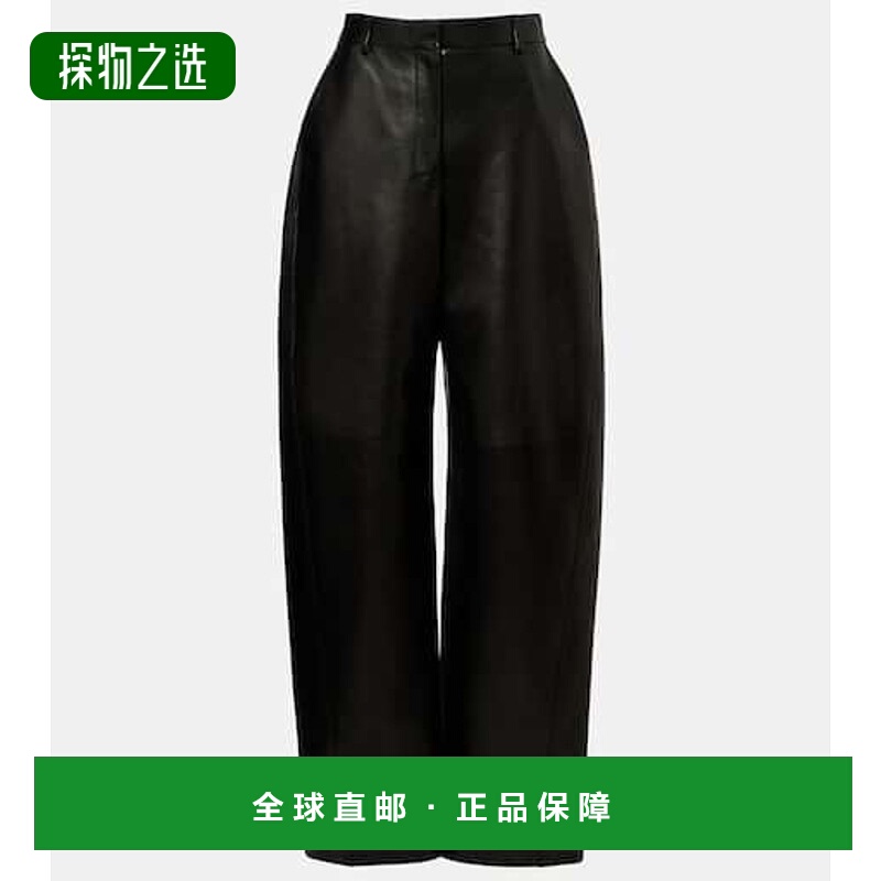 香港直邮Givenchy 纪梵希 女士 barrel-leg 高腰皮革长裤