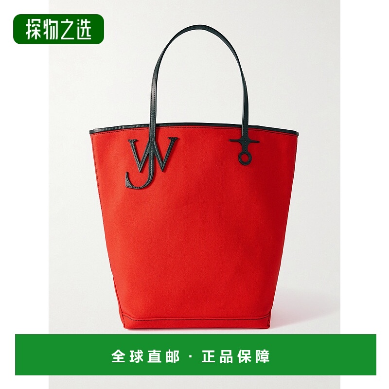 香港直邮J.W. Anderson 女士 Anchor 皮革饰边帆布手提包 HB0769F