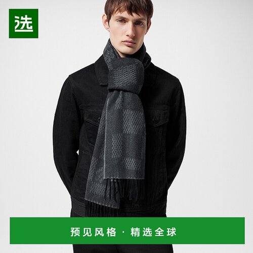 1h可退 欧洲直邮LOUIS VUITTON(路易威登)浅色 Damier 围巾羊绒高