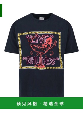 香港直邮RHUDE 男士T恤 RHPF25TT040120027 SS2026 黑色 印花圆领
