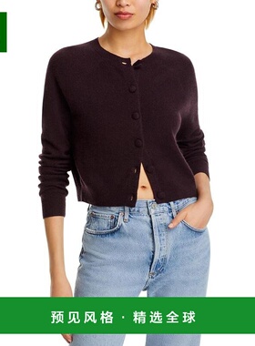 1h可退 【美国直邮】AQUA 圆领羊绒开衫 独家款式 女装毛衣 47455