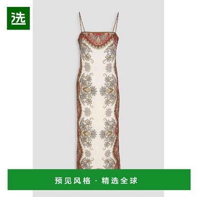 1h可退 香港直邮VERONICA BEARD 女士 Petra 佩斯利印花亚麻中长