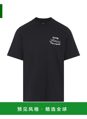 1h可退 香港直邮AMIRI 男士 Lettering on Front 黑色圆领带LogoT