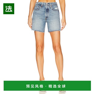 1h可退 香港直邮Levi'S 李维斯 女士 蓝色 501 Mid Thigh 牛仔短