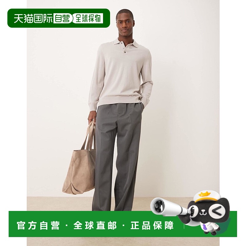 香港直邮ASOS 男士 pull on smart 设计木炭色阔腿裤