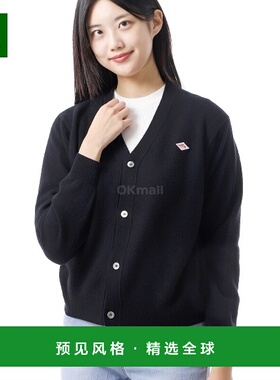 韩国直邮DANTON 羔羊毛 V 领针织开衫 (DTD0029-LMW-黑色) 开襟衫