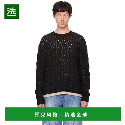 1h可退 【美国直邮】Andersson Bell 黑色双色波浪针织毛衣 男装