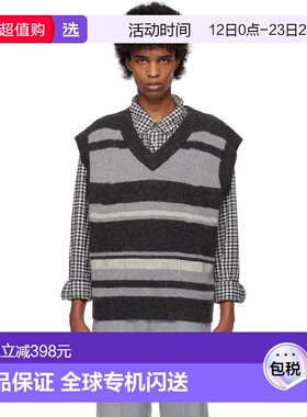 1h可退 香港直邮C2H4 男士 灰色 & 黑色 Hollow Out V-Neck Knit