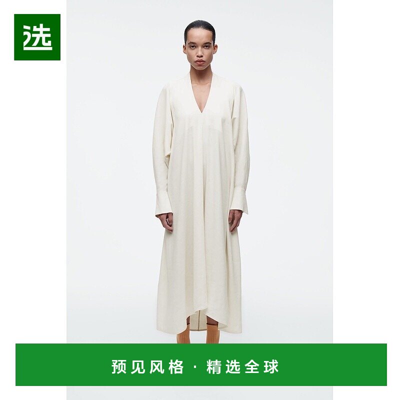 欧洲直邮COS 女士米白色亚麻连衣裙新款图片