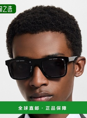 自营欧洲直邮LV路易威登 男士黑色醋酸纤维方形太阳镜