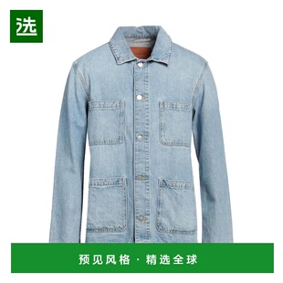 1h可退 【美国直邮】SANDRO男士外套牛仔短款单排扣连帽纯色多口