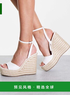 1h可退 香港直邮ASOS 女士 Tasha 设计麻底坡跟鞋(白色)