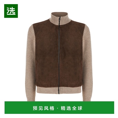 1h可退 香港直邮Corneliani 克莱利亚尼 男士 撞色绒面革棉质针织