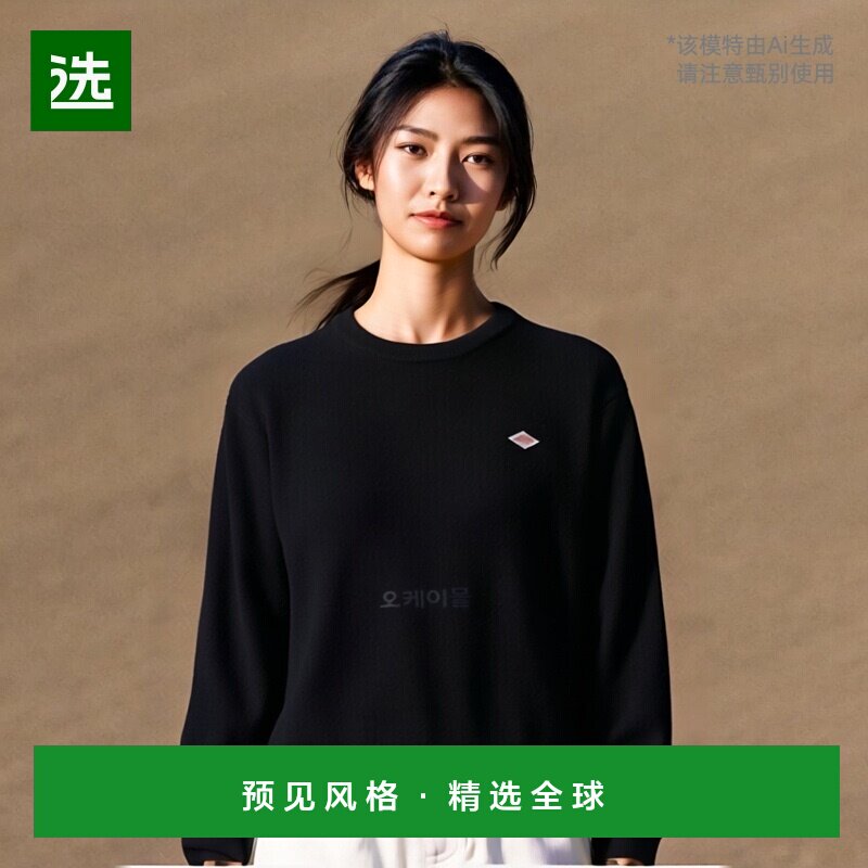 韩国直邮DANTON DTD0027-LMW 徽标贴片羊毛套头针织衫 女士街头风