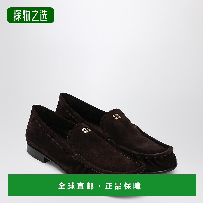 香港直邮Miu Miu 缪缪 女士 棕色绒面革乐福鞋 5D499E015054F0003