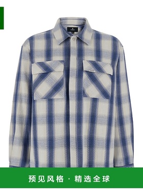 1h可退 香港直邮Represent 男士 蓝色经典款领全幅格纹图案棉混纺