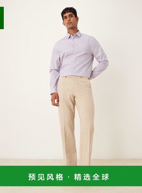 1h可退 香港直邮ASOS 男士 设计正装舒适熨平府绸常规淡紫色衬衫