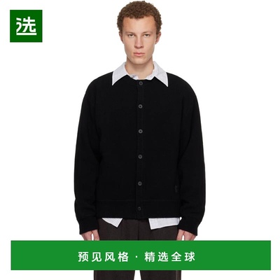 1h可退 香港直邮Wooyoungmi 吴阳米 男士 黑色 Henley Neck 开衫