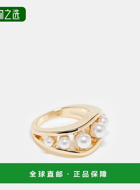 香港直邮ASOS 女士 detailing 设计人造珍珠色调戒指(金色)