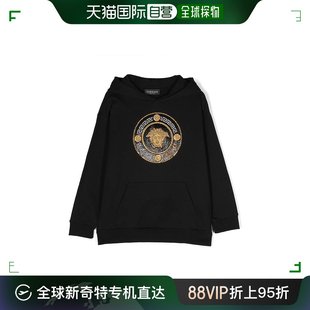 美杜莎缀饰黑色棉连帽卫衣 欧洲直邮Versace Kids男童装