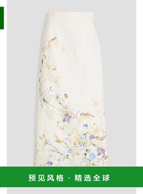 香港直邮ZIMMERMANN 女士 印花亚麻长款半身裙 9995SS242CITRUSBU