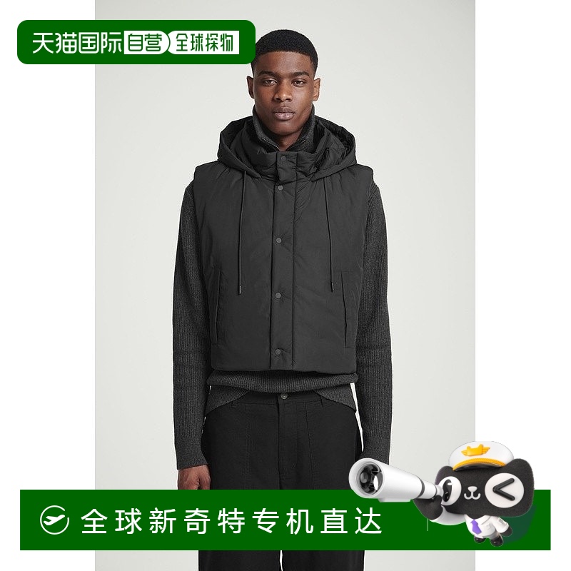 欧洲直邮COS 男士黑色聚酯马甲新款