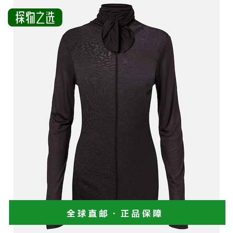 香港直邮Lemaire 女士 打结领针织上衣 grey灰色 舒适时尚