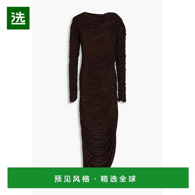 1h可退 香港直邮Simkhai 女士 Sanders 水晶装饰褶皱针织长款连衣