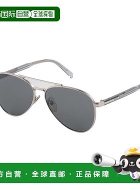 自营欧洲直邮PRADA/普拉达24新款 男女通用银色金属框灰色镜片墨