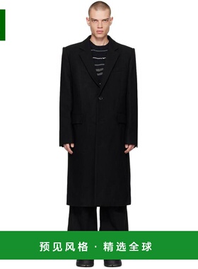 1h可退 【美国直邮】juun j 黑色单排扣毛呢大衣 男装 242343M176