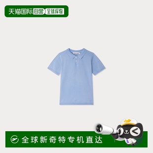 天蓝色刺绣Polo衫 欧洲直邮Bonpoint小樱桃