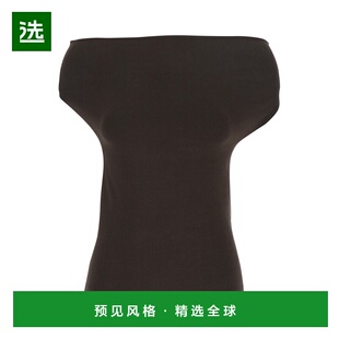 1h可退 香港直邮Semicouture 女士 棕色无袖露肩棉质弹力上衣 Y6S