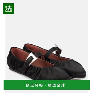 1h可退 香港直邮Paris Texas 女士 Sveva 绸缎芭蕾舞鞋 black黑色