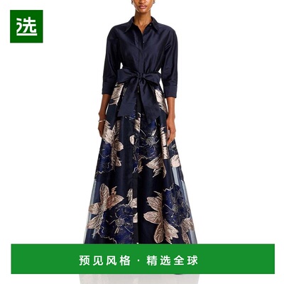 1h可退 【美国直邮】Teri Jon by Rickie Freeman|塔夫绸衬衫式花