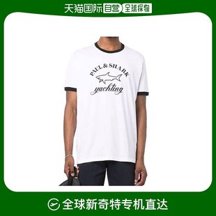 SHARK男士 白色圆领短袖 香港直发PAUL 棉质徽标T恤百搭21411052