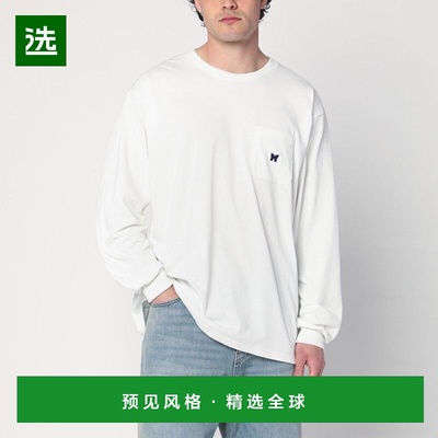 1h可退 香港直邮Needles 男士 白色带Logo拼缀衬衫 QV361PLWHT