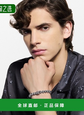 1h可退 欧洲直邮LV路易威登 Damier男士钯金色金属串珠手链