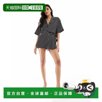 1h可退 香港直邮ASOS 女士 co-ord 设计缎面斑点印花短裤
