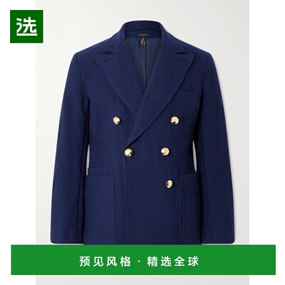 1h可退 香港直邮drakes 男士 MKIII 双排扣斜纹布西装外套 DR2A2E