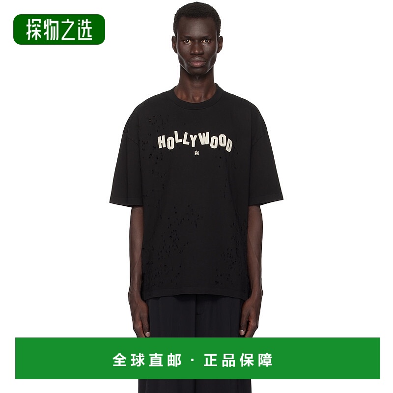 1h可退 香港直邮AMIRI 男士 黑色 Hollywood Shotgun T 恤 AMJYTE